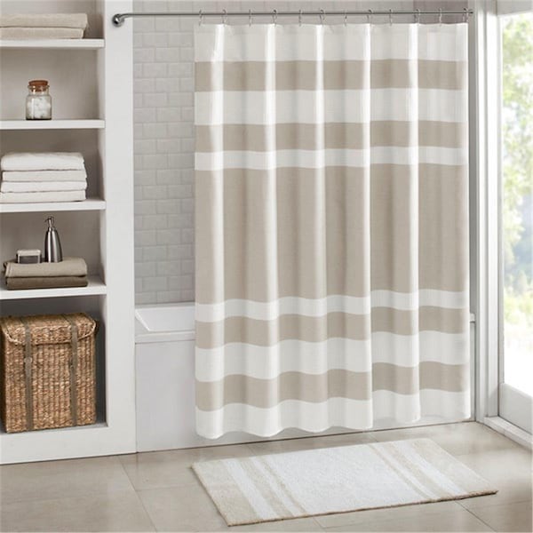 Madison Park 54 x 78 in. Spa Waffle Shower Curtain with 3M Treatment - Taupe - MP70-4977