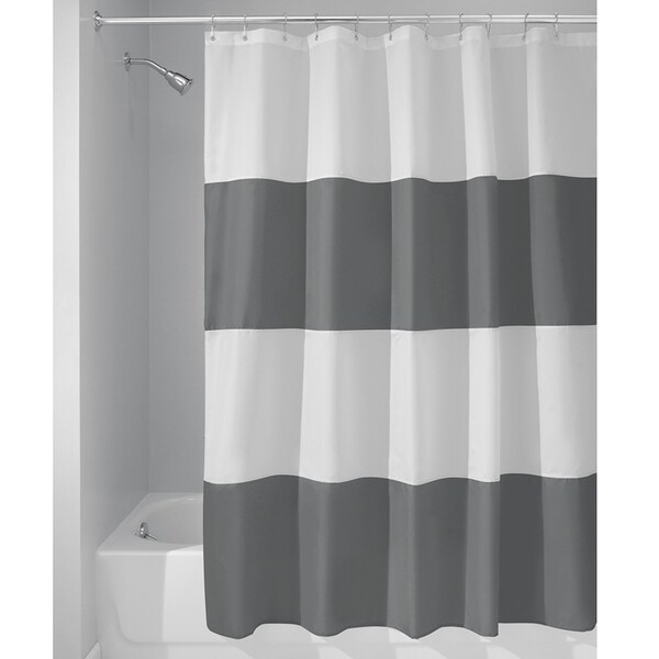 B & K iDesign 72 in. H X 72 in. W Gray/White Stripes Shower Curtain Polyester - 26915