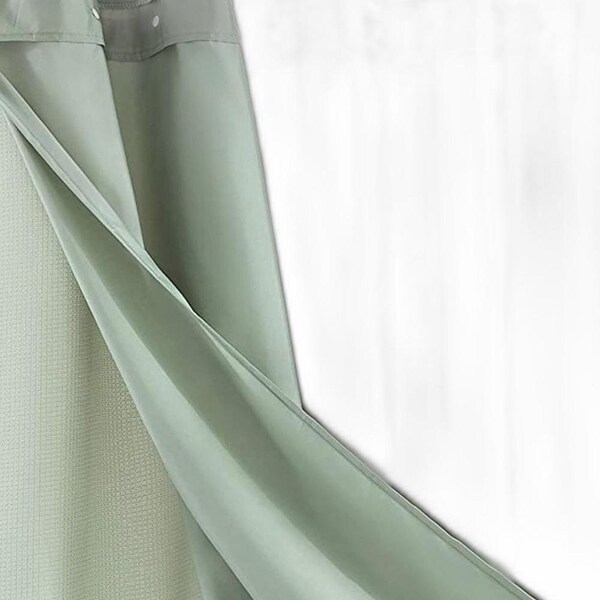 Homeroots 72 x 70 x 1 in. Sage Green Modern Grid Shower Curtain & Liner Set - 399758