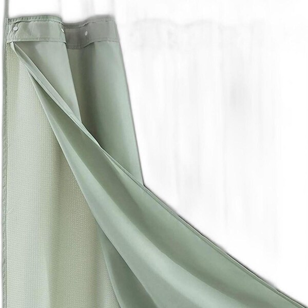 Homeroots 72 x 70 x 1 in. Sage Green Modern Grid Shower Curtain & Liner Set - 399758