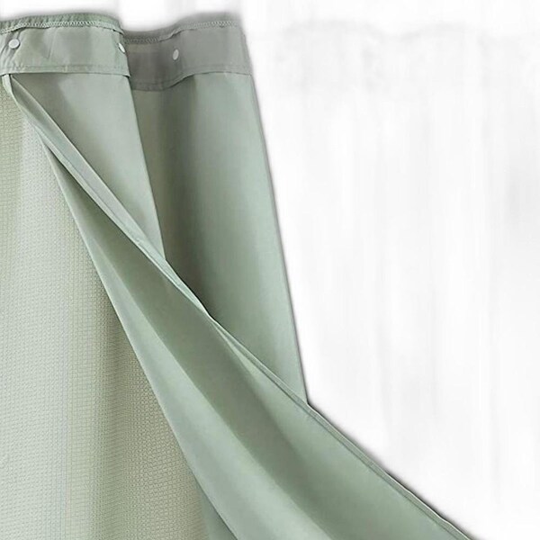 Homeroots 72 x 70 x 1 in. Sage Green Modern Grid Shower Curtain & Liner Set - 399758