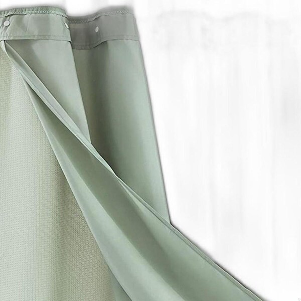 Homeroots 72 x 70 x 1 in. Sage Green Modern Grid Shower Curtain & Liner Set - 399758