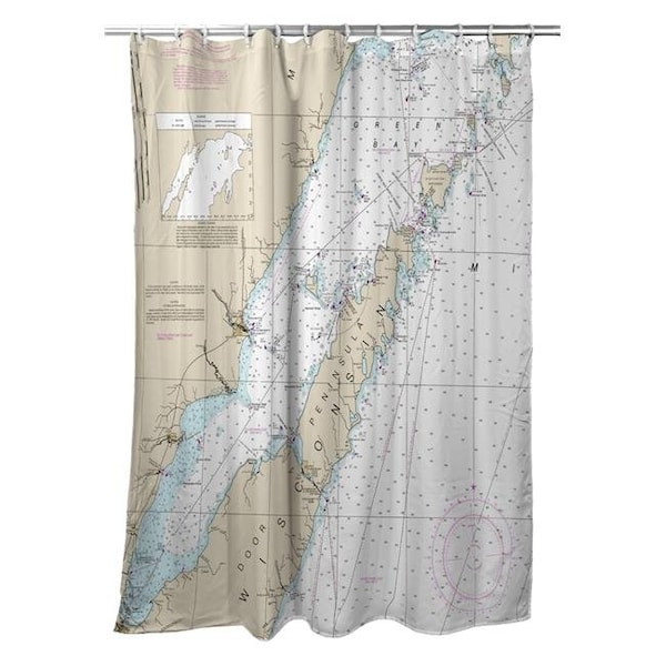 Betsy Drake Betsy Drake SH14902DC 70 x 72 in. Door County; Green Bay; WI Nautical Map Shower Curtain - SH14902DC