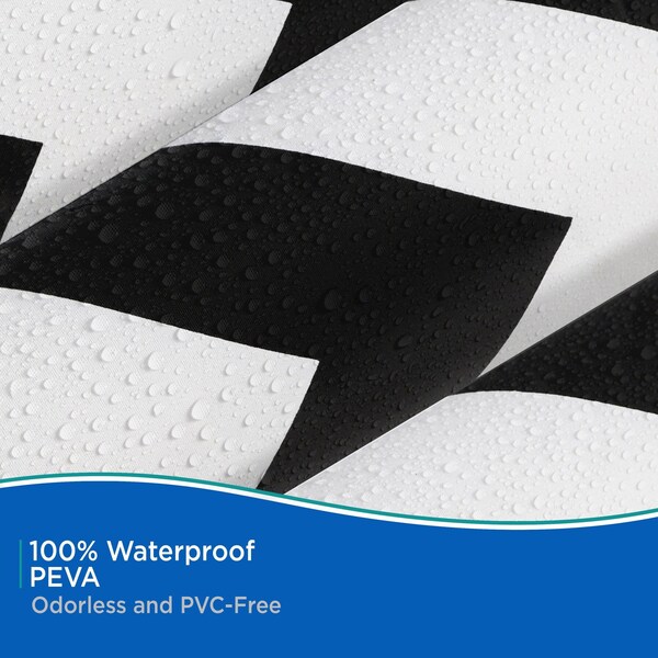 Kenney Mfg Medium Weight Decorative PEVA Shower Liner, 70" W x 72" H, Chevron - KN61284