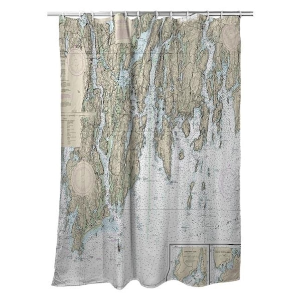 Betsy Drake Betsy Drake SH13293BB BoothBay; ME Nautical Map Shower Curtain - 70 x 72 in. - SH13293BB