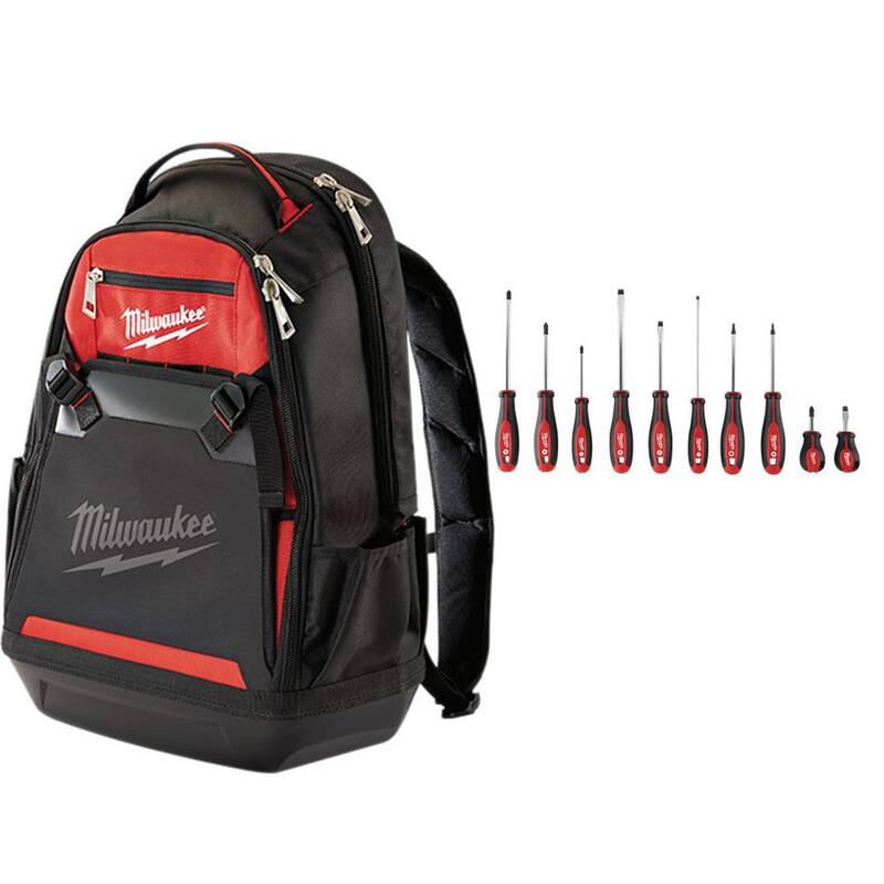 Milwaukee 10 in. Jobsite Tool Backpack with Screwdriver Set (11-Piece) - 48-22-8200-48-22-2710