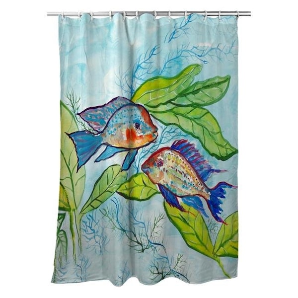 Betsy Drake Betsy Drake SH642 70 x 72 in. Pair of Fish Shower Curtain - SH642