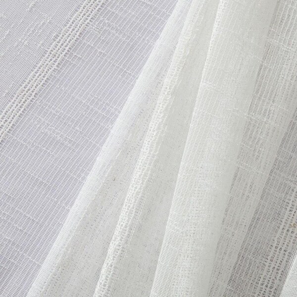 Homeroots 72 x 70 x 1 in. White Striped Embroidered Shower Curtain - 399740