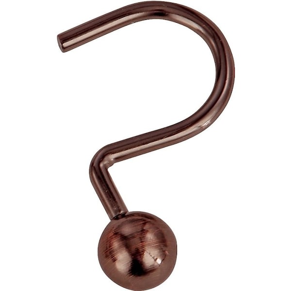 Simple Spaces Ball Shower Curtin Hook, 1-1/16 in Opening, Steel, Venetian Bronze, 1-3/4 in W, 2-7/8 in H - SD-CBH-VB