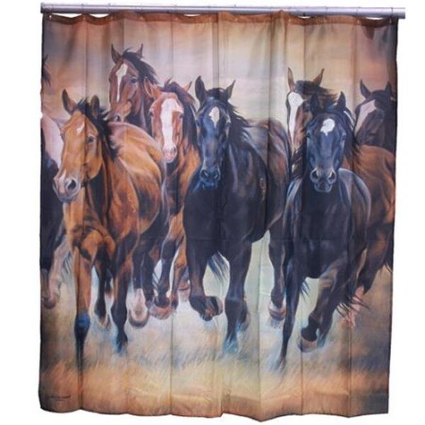 Dlc DLC 62015 Traveling Team Rustic Galloping Horses Fabric Shower Curtain - 0.1 x 70.75 x 70.75 in. - 62015