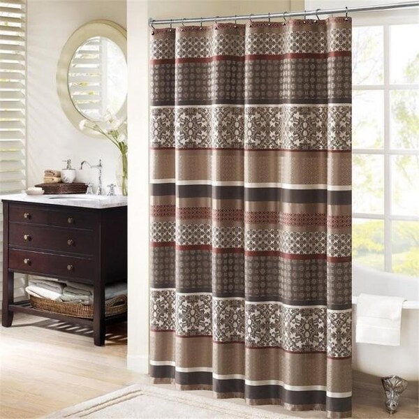 Madison Park Madison Park MP70-3040 Princeton Jacquard Shower Curtain; Red - 72 x 72 in. - MP70-3040