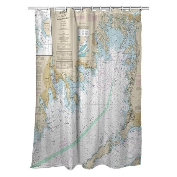 Betsy Drake Betsy Drake SH13230BB 70 x 72 in. Buzzards Bay; MA Nautical Map Shower Curtain - SH13230BB
