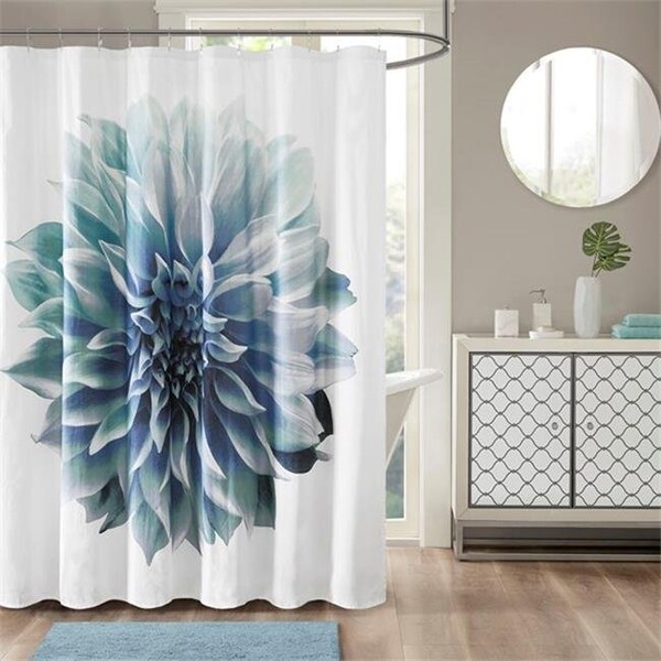 Madison Park Madison Park MP70-4800 72 x 72 in. Norah 200TC Cotton Percale Shower Curtain - Aqua - MP70-4800