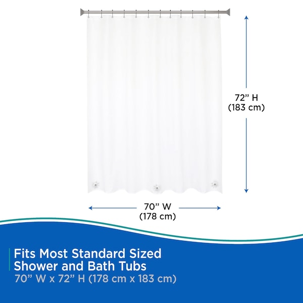 Kenney Mfg Medium Weight PEVA Shower Curtain Liner, 2-Pack, 70in W x 72in H, Clear - KN61462