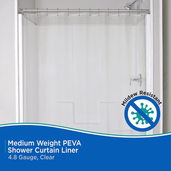 Kenney Mfg Medium Weight PEVA Shower Curtain Liner, 2-Pack, 70in W x 72in H, Clear - KN61462