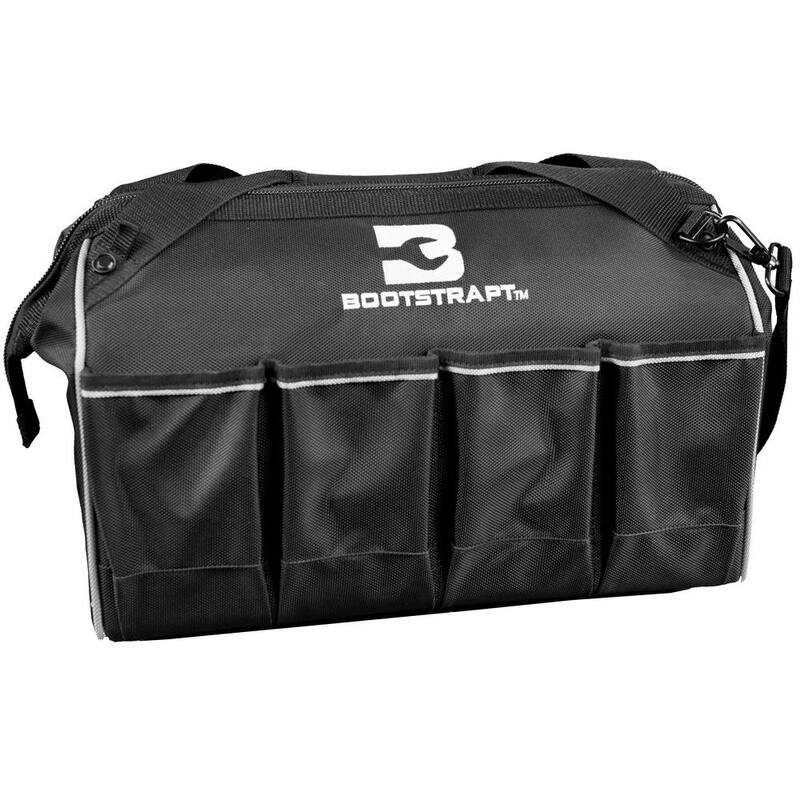 BOOTSTRAPT 16 in. Large Mouth Tool Bag with Integrated Parts Bin Compartment - 006-543