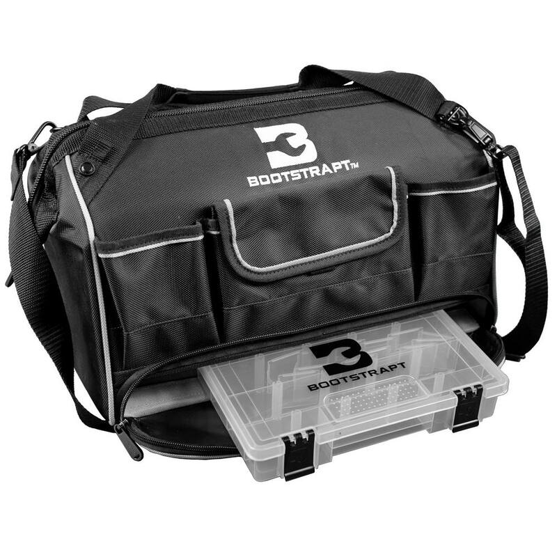 BOOTSTRAPT 16 in. Large Mouth Tool Bag with Integrated Parts Bin Compartment - 006-543
