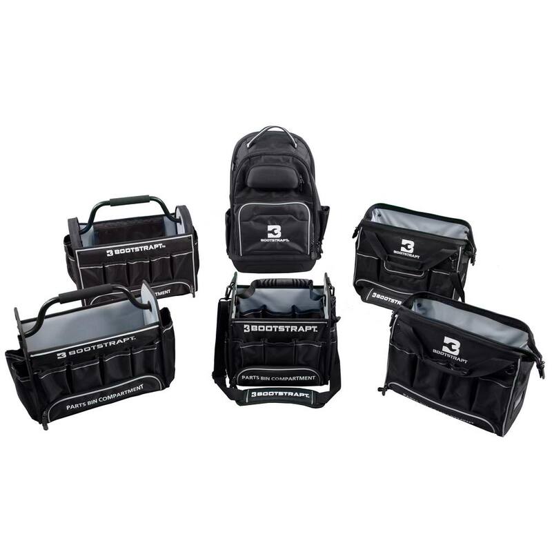 BOOTSTRAPT 16 in. Large Mouth Tool Bag with Integrated Parts Bin Compartment - 006-543