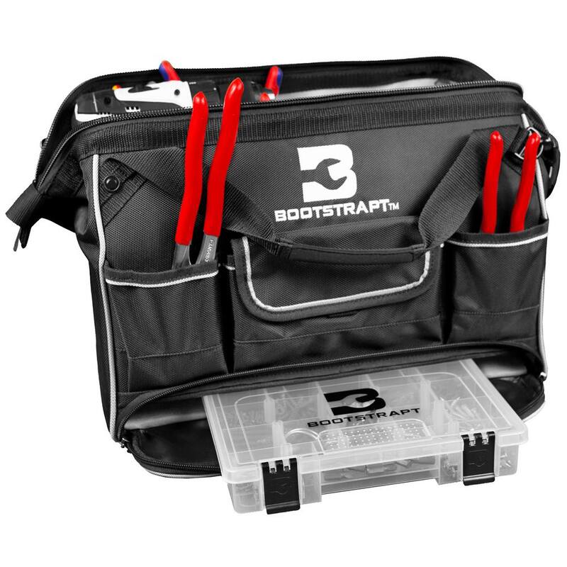 BOOTSTRAPT 16 in. Large Mouth Tool Bag with Integrated Parts Bin Compartment - 006-543