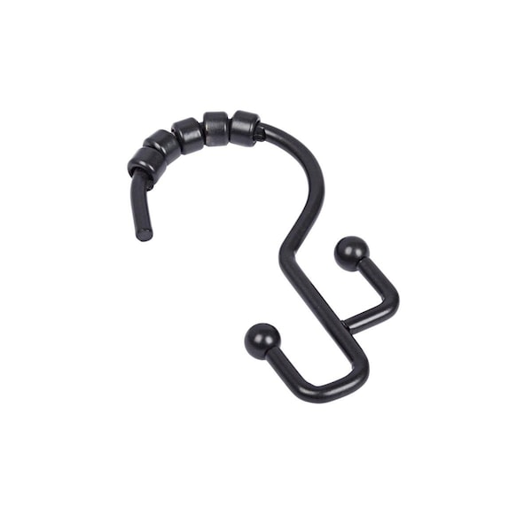Utopia Alley Double Roller Shower Hook, Black - HK3BK