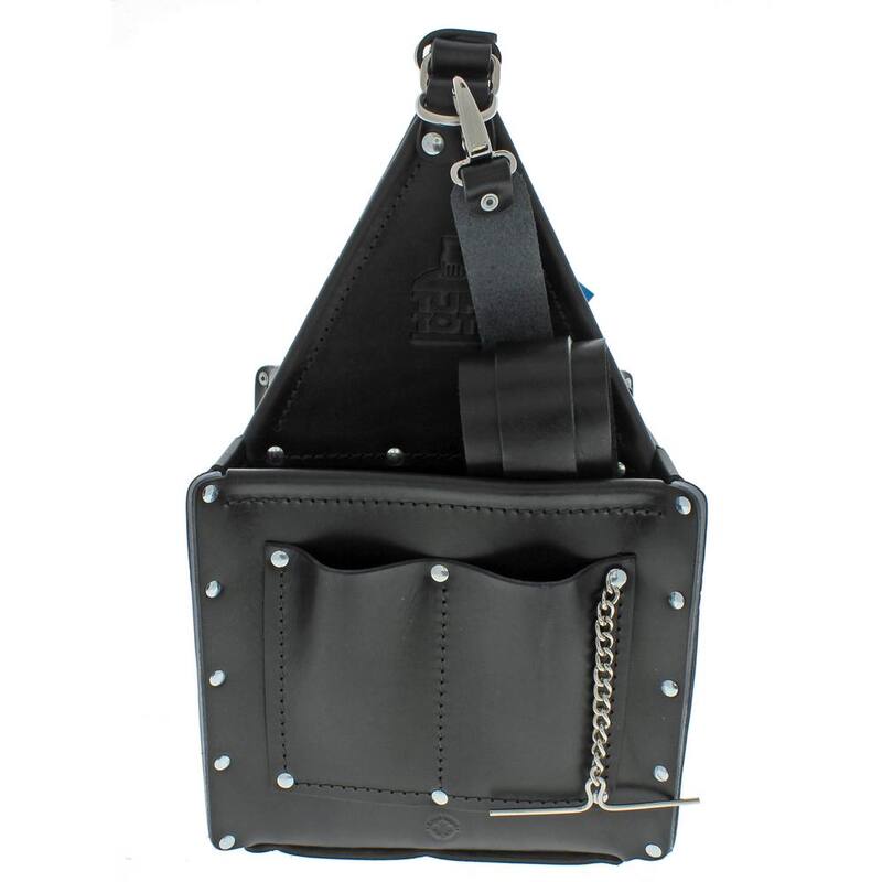 IDEAL Tuff-Tote 9 in. W 17-Pocket Black Premium Leather Ultimate Tool Bag with Strap - 35-975BLK