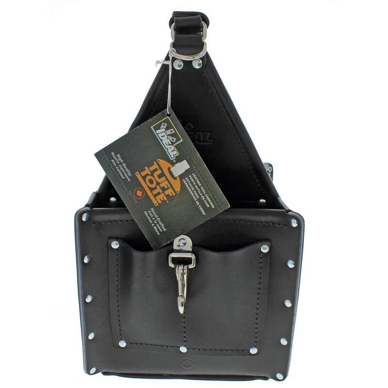 IDEAL Tuff-Tote 9 in. W 17-Pocket Black Premium Leather Ultimate Tool Bag with Strap - 35-975BLK