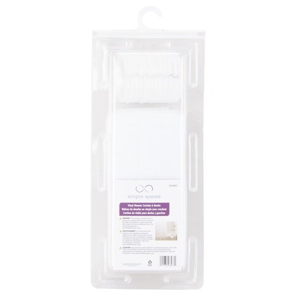 Simple Spaces Shower Curtain with Hook, PVC/Vinyl, Frosted, Frosted - SD-625FT-3L