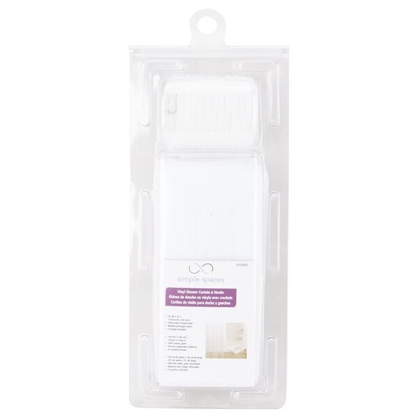 Simple Spaces Shower Curtain with Hook, PVC/Vinyl, Frosted, Frosted - SD-625FT-3L