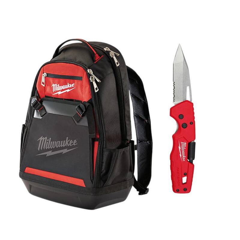 Milwaukee 10 in. Jobsite Tool Backpack with Fastback 5-in-1 Folding Knife with 3 in. Blade (2-Piece) - 48-22-8200-48-22-1540