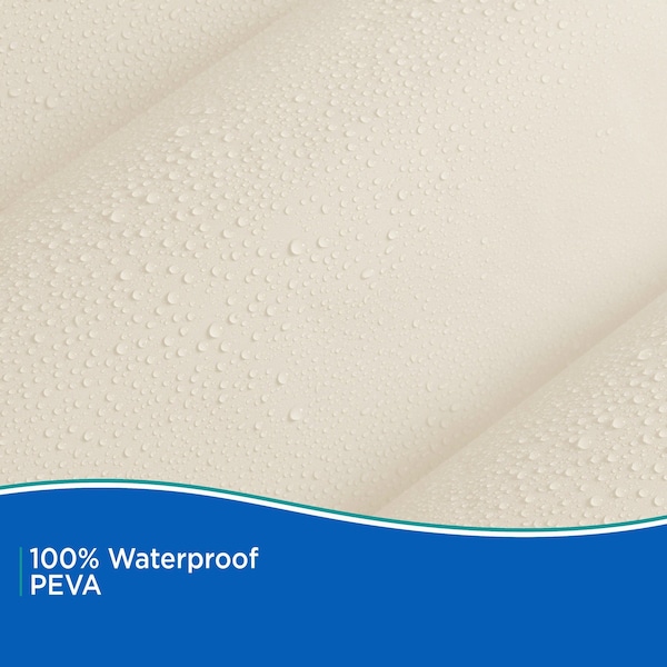 Kenney Mfg Lightweight PEVA Shower Curtain Liner and C-Ring Set, 70in W x 72in H, Cream - KN61756