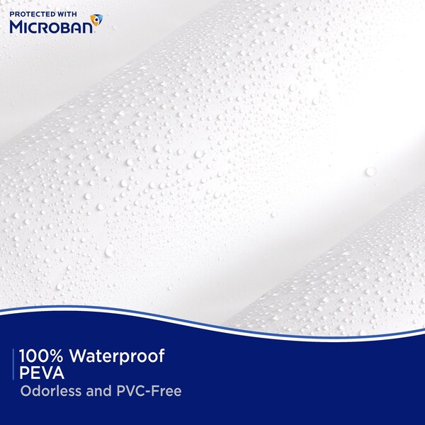 Kenney Mfg Microban Protected Medium Weight PEVA Shower Liner, 70in W x 72in H, White - MB61161