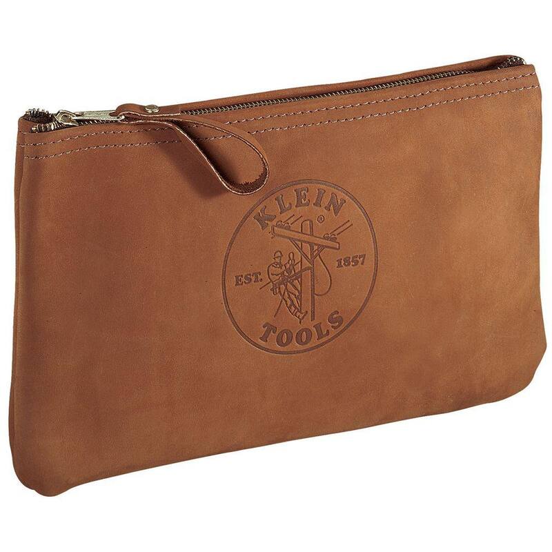Klein Tools 12-1/2 in. Leather Zipper Bag - 5139L