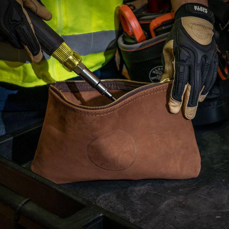 Klein Tools 12-1/2 in. Leather Zipper Bag - 5139L