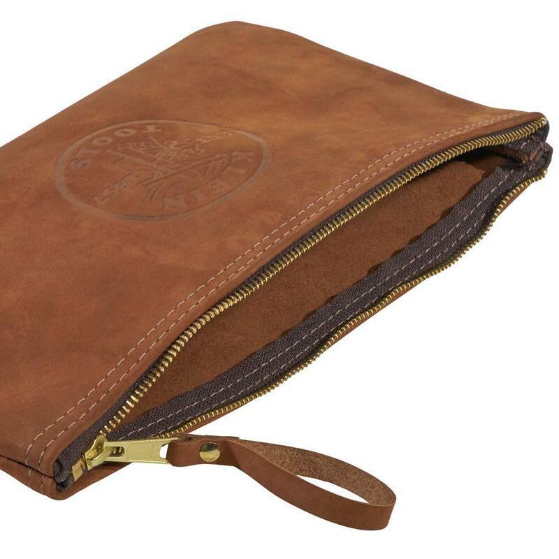 Klein Tools 12-1/2 in. Leather Zipper Bag - 5139L