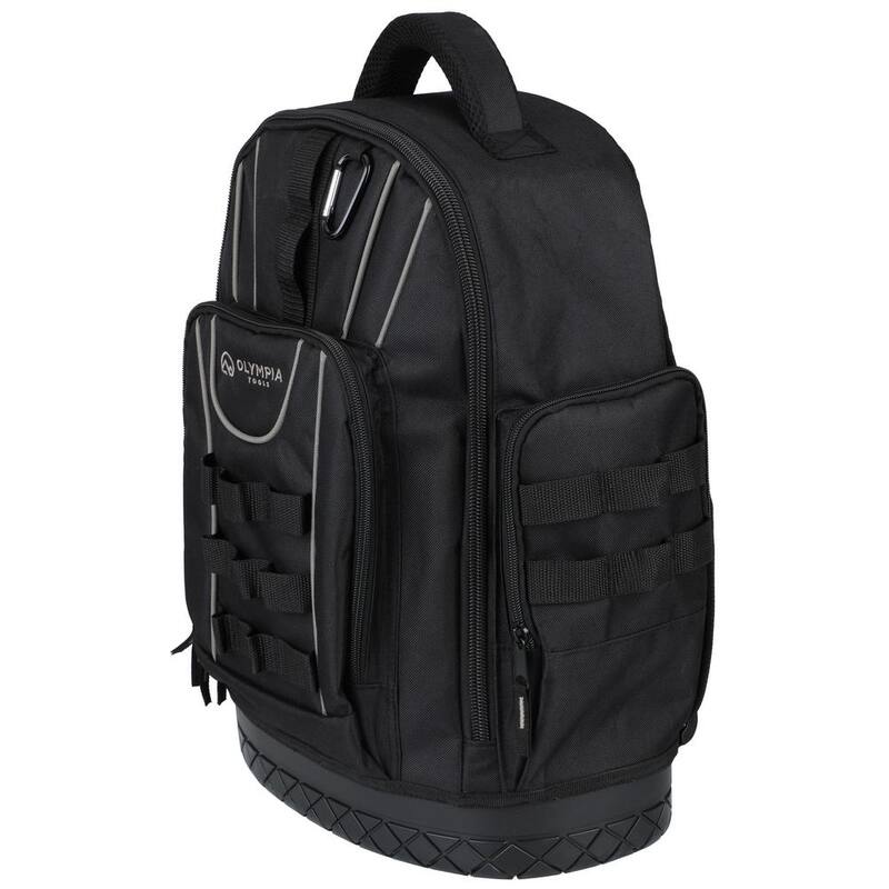 OLYMPIA 17.5 in. Black Water-Resistant Tool Organizer Backpack, Double Strap Handle, Padded Shoulder Straps - 91-020