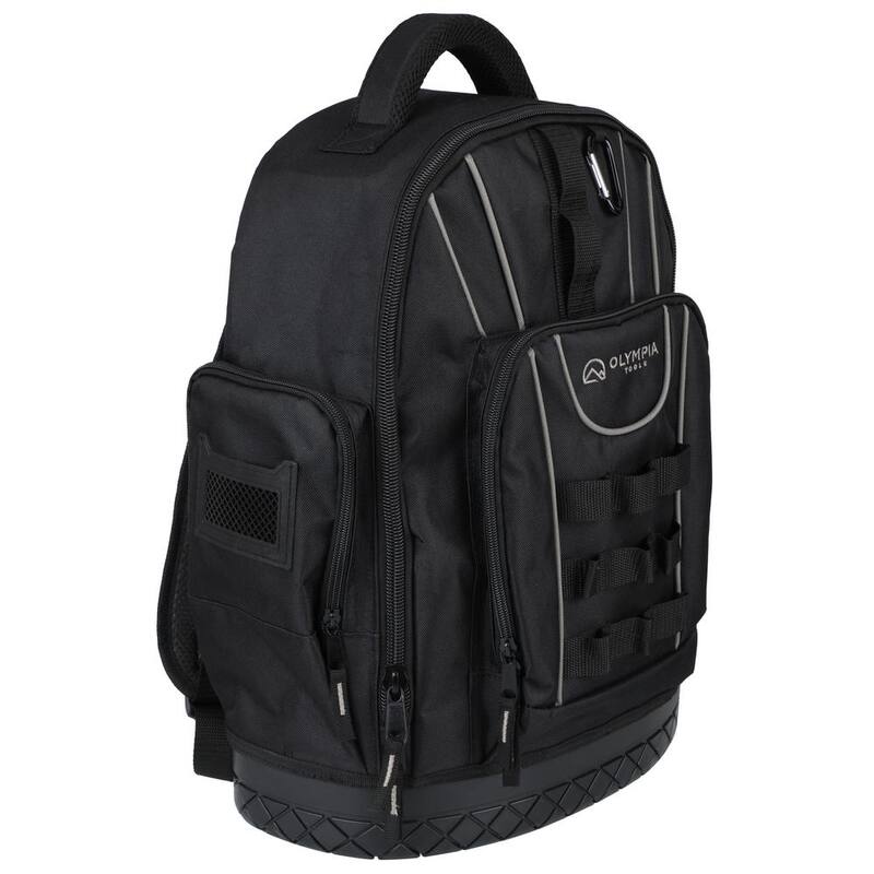 OLYMPIA 17.5 in. Black Water-Resistant Tool Organizer Backpack, Double Strap Handle, Padded Shoulder Straps - 91-020