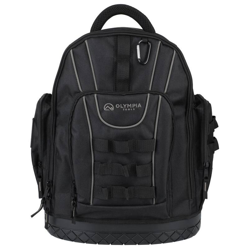 OLYMPIA 17.5 in. Black Water-Resistant Tool Organizer Backpack, Double Strap Handle, Padded Shoulder Straps - 91-020