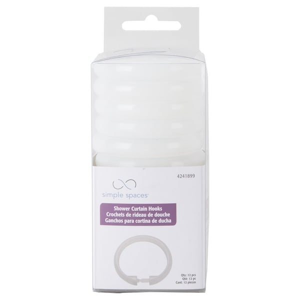 Simple Spaces Shower Curtain Ring, Plastic, Frosted, 1 cm W, 2-3/8 in H - SD-ORING-F3L