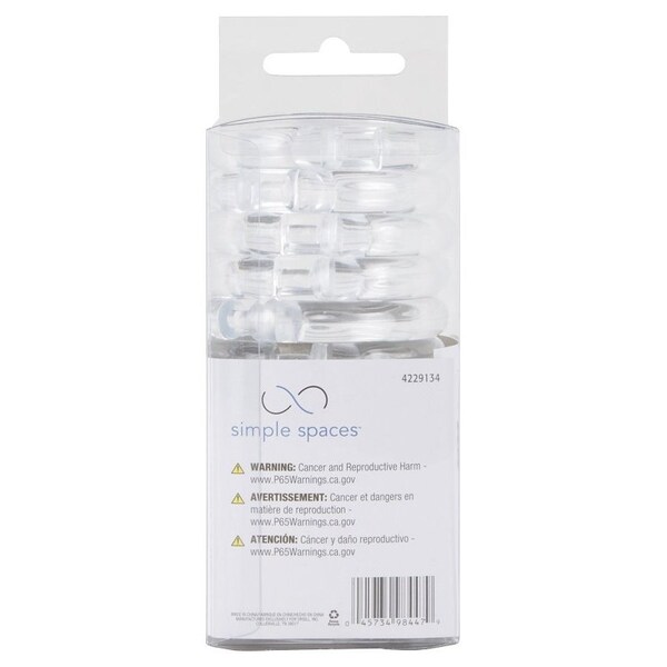 Simple Spaces Shower Curtain Ring, Plastic, Clear, 1 cm W, 2-1/2 in H - SD-ORING-C3L
