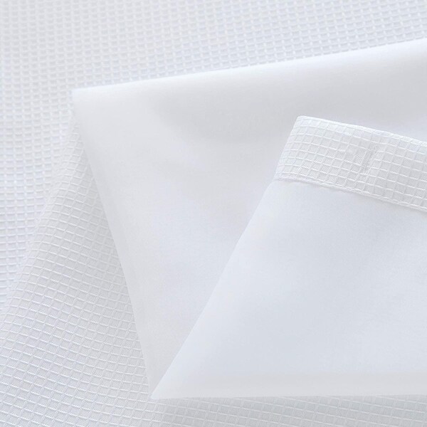 Homeroots 72 x 70 x 1 in. White Sheer & Grid Shower Curtain & Liner Set - 399750