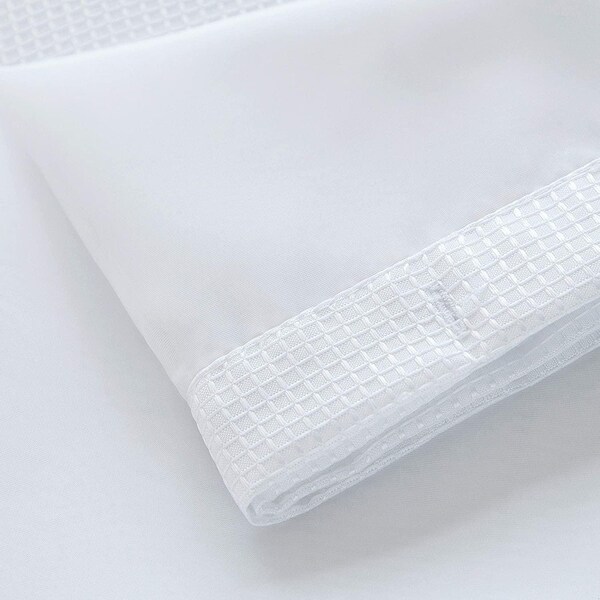 Homeroots 72 x 70 x 1 in. White Sheer & Grid Shower Curtain & Liner Set - 399750