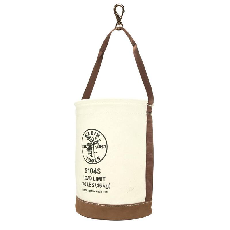Klein Tools Canvas Bucket, Leather Bottom, Swivel Snap, 12-Inch - 5104S