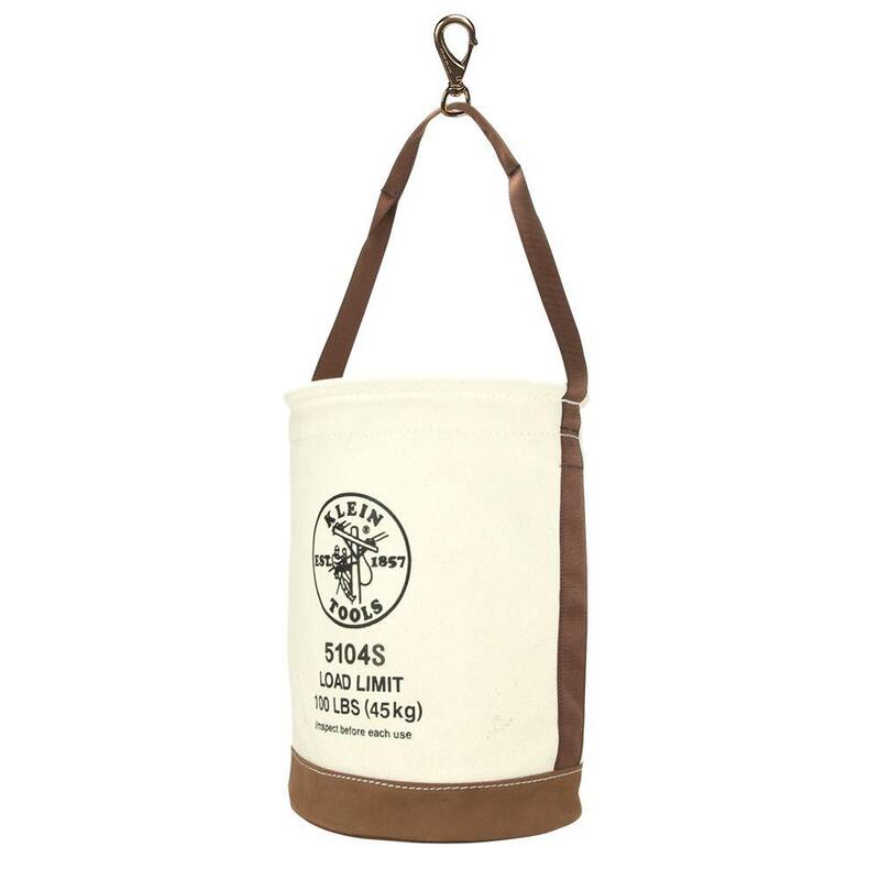 Klein Tools Canvas Bucket, Leather Bottom, Swivel Snap, 12-Inch - 5104S