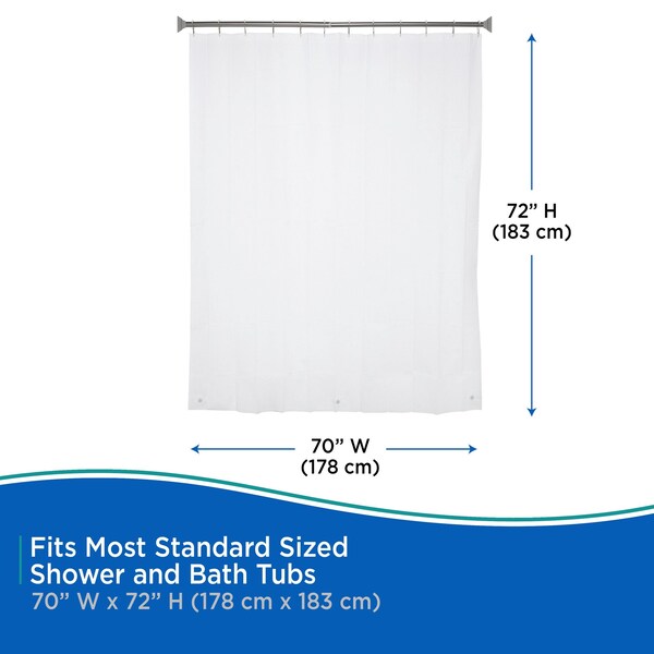 Kenney Mfg Lightweight PEVA Shower Curtain Liner, 70in W x 72in H, White, 2-Pack - KN61430V1PK2