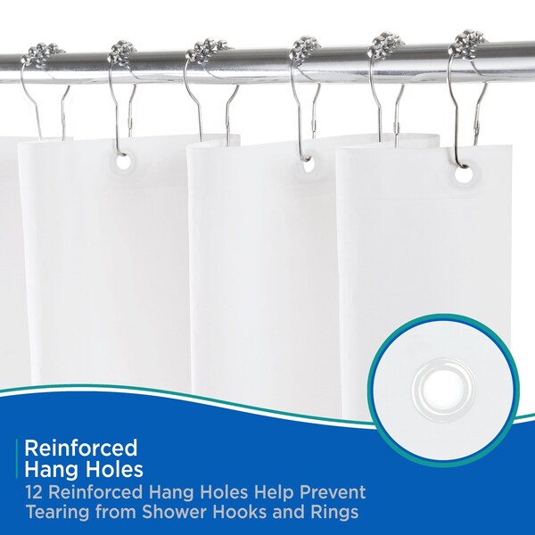 Kenney Mfg Lightweight PEVA Shower Curtain Liner, 70in W x 72in H, White, 2-Pack - KN61430V1PK2