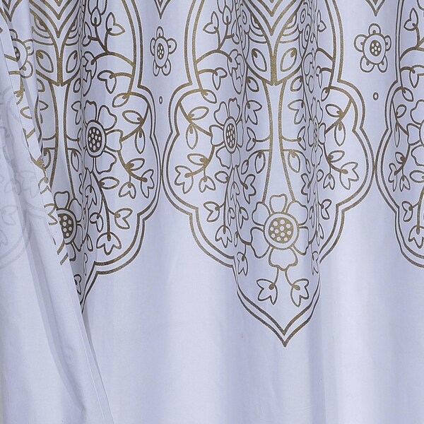 Homeroots 72 x 70 x 1 in. Gold Decorative Medallion Shower Curtain - 399729