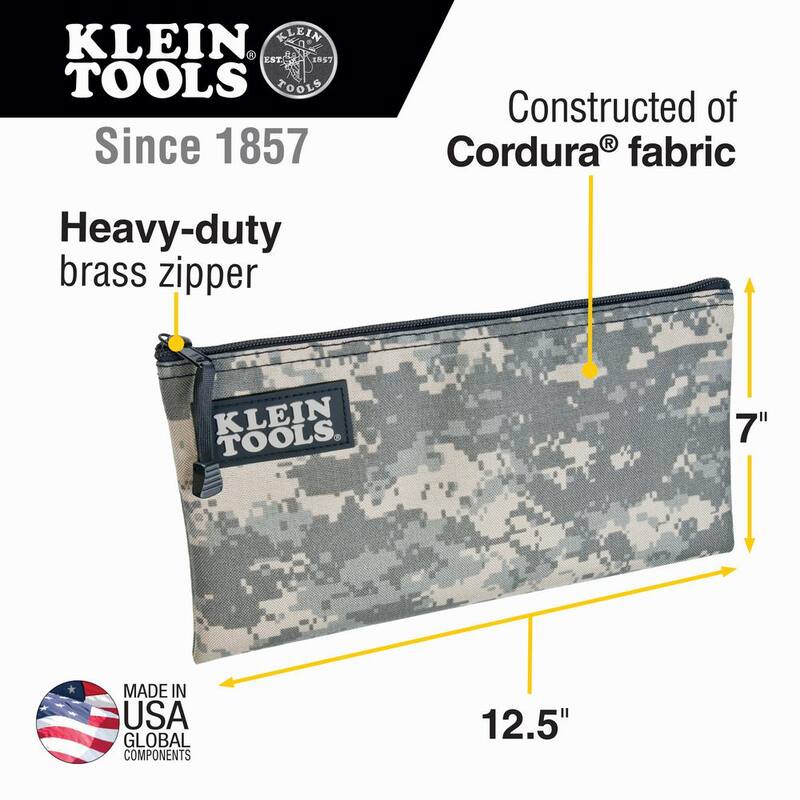Klein Tools Zipper Bag, Camouflage Cordura Nylon Tool Pouch, 12.5-Inch - 5139C