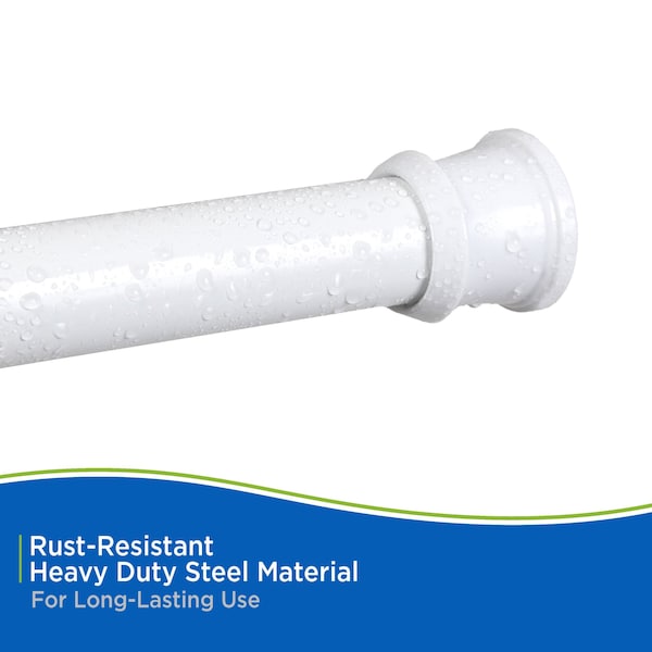 Kenney Mfg No Tools Stall Shower Curtain Rod, 24-40", White - KN607C/10V1