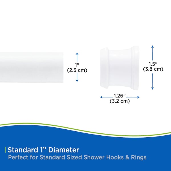 Kenney Mfg No Tools Stall Shower Curtain Rod, 24-40", White - KN607C/10V1
