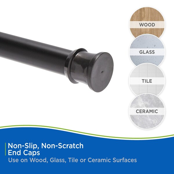 Kenney Mfg No Tools Shower Curtain Rod, 42-72", Black - KN609C/5V1H